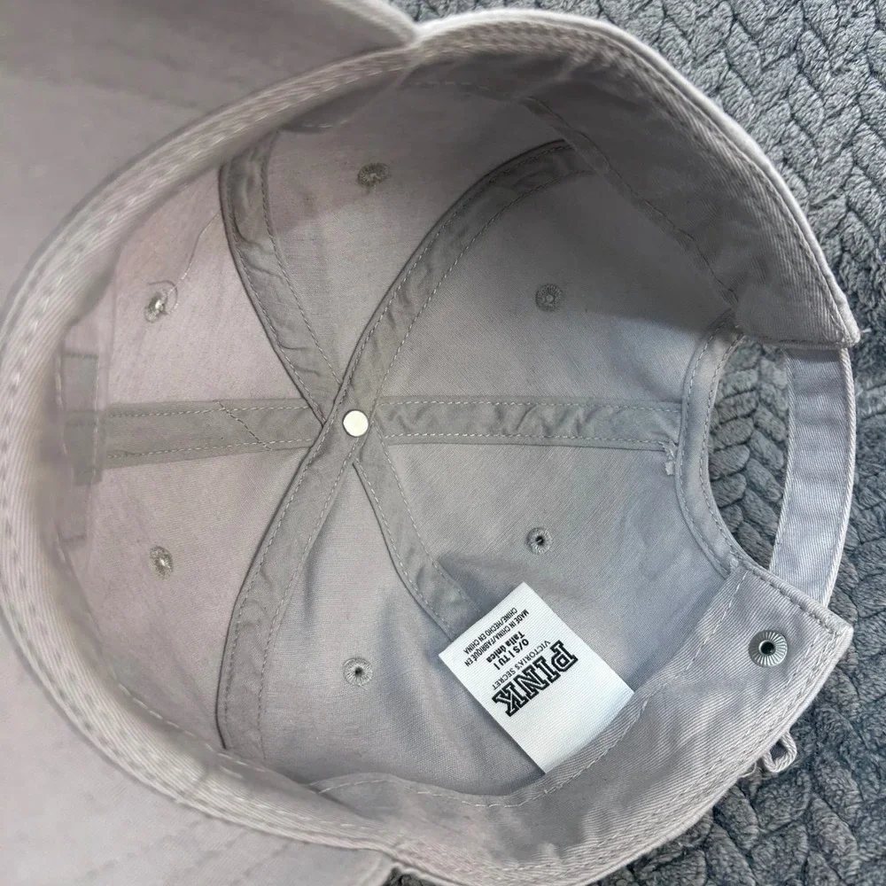 Victoria's‎ Secret Pink Rubber Logo Patch Womens Grey Baseball Cap Adjustable OS